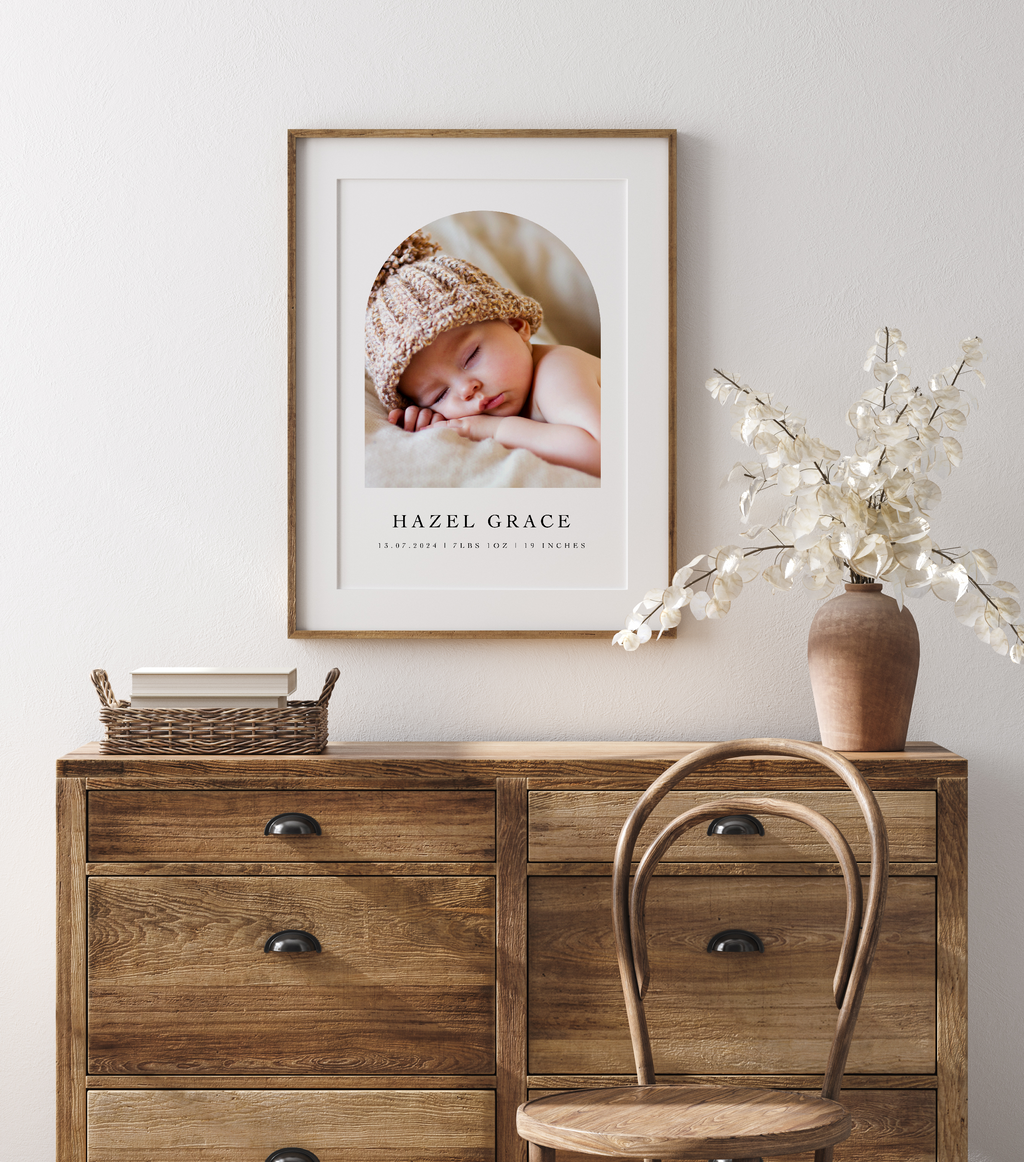 Personalised Baby Photo Arch Print: Newborn Keepsake Gift