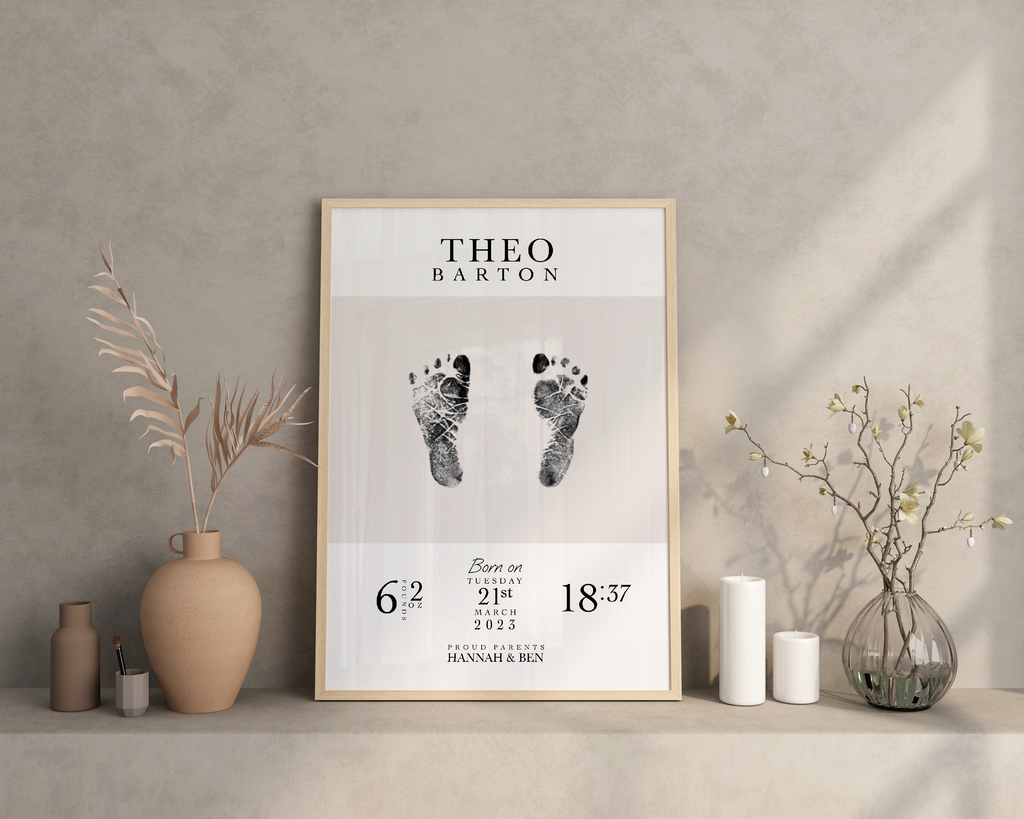 Personalised Baby Footprints & Birth Details Print – DIY Gift