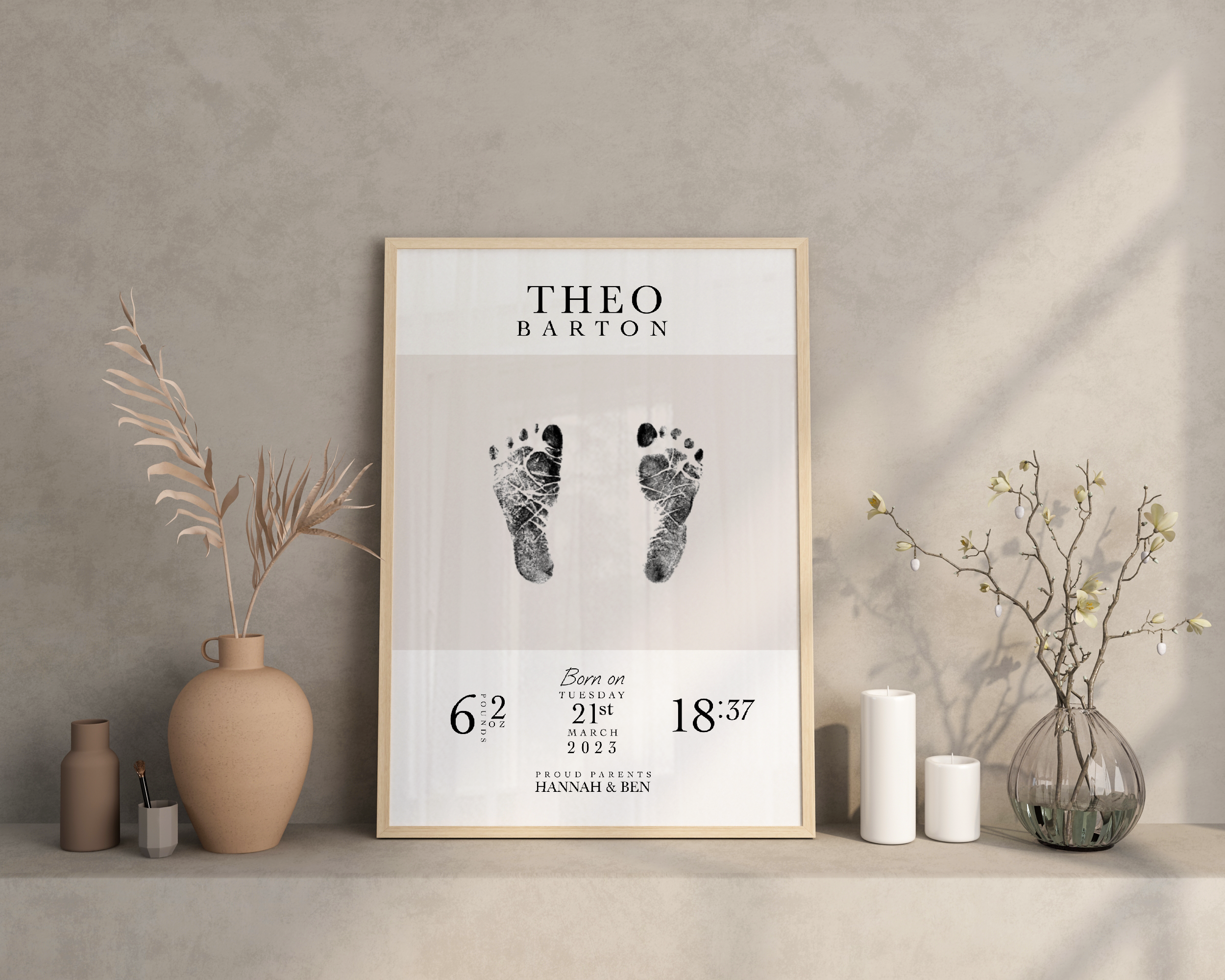 Personalised Baby Footprints & Birth Details Print – DIY Gift