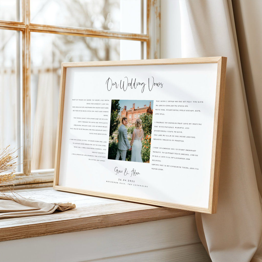 Custom Wedding Vows and Photo Print