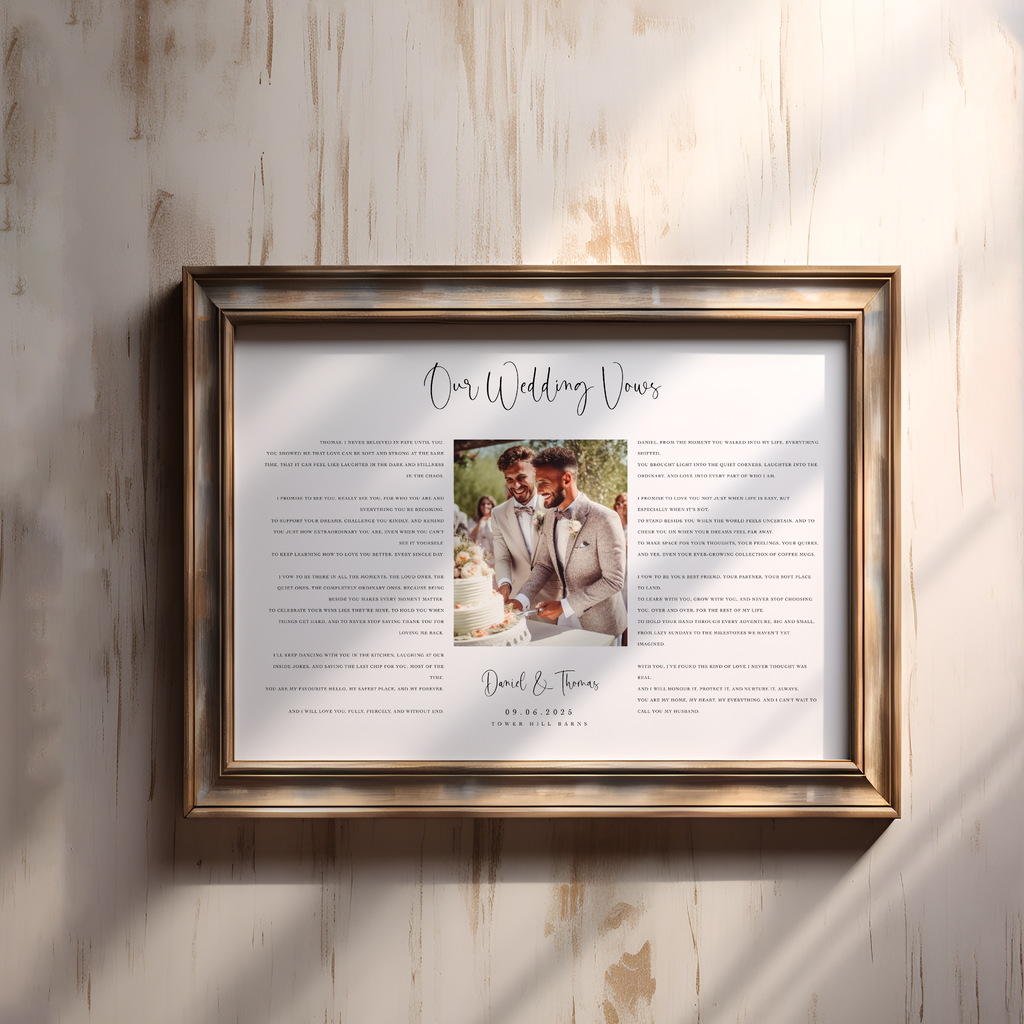 Custom Wedding Vows and Photo Print