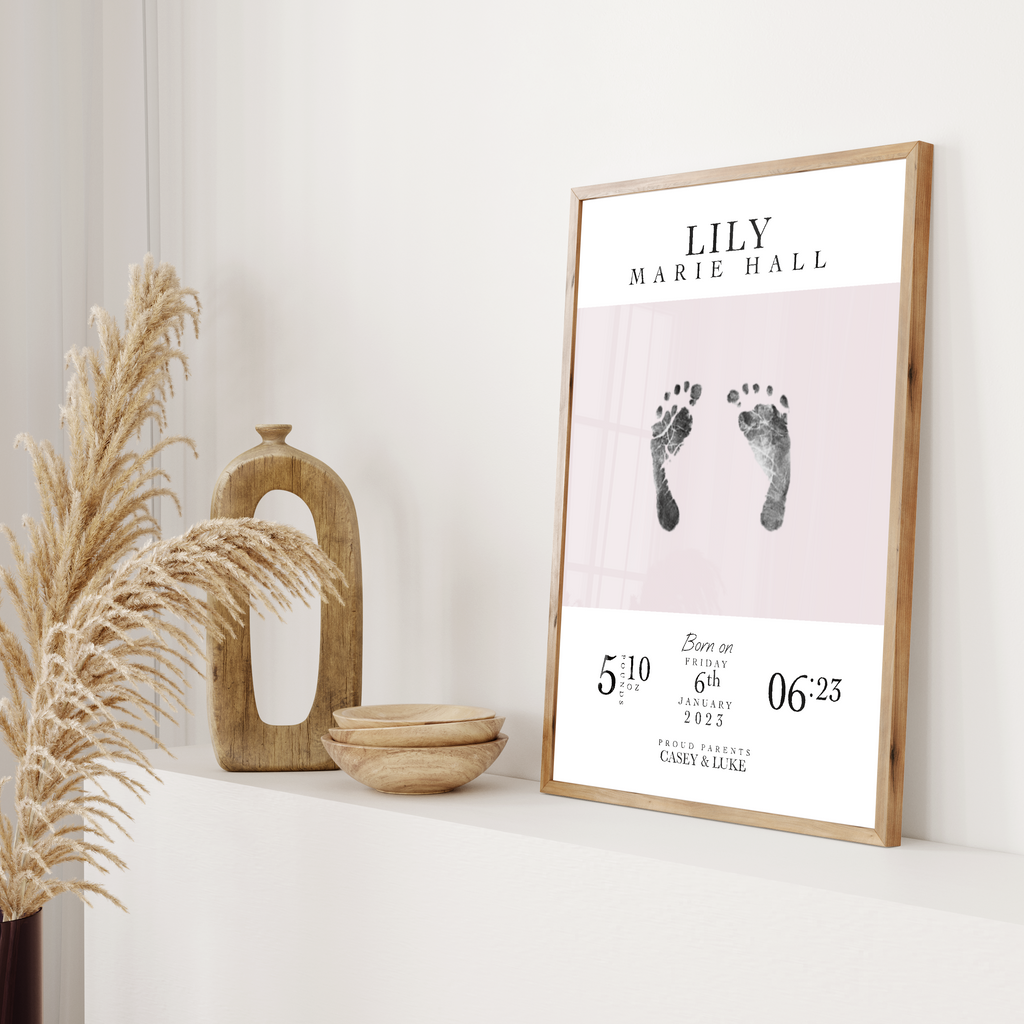 Personalised Baby Footprints & Birth Details Print – DIY Gift