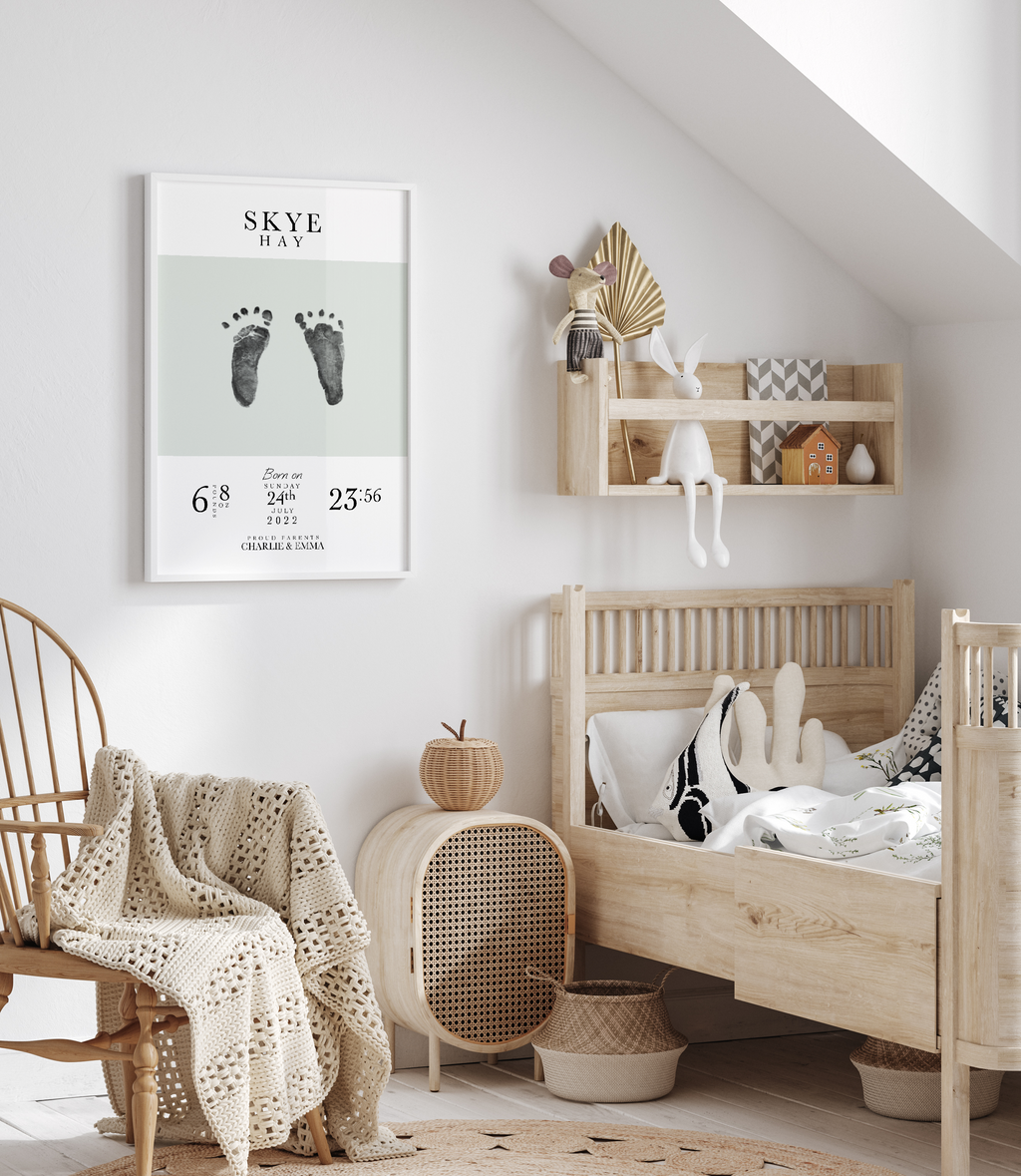 Personalised Baby Footprints & Birth Details Print – DIY Gift