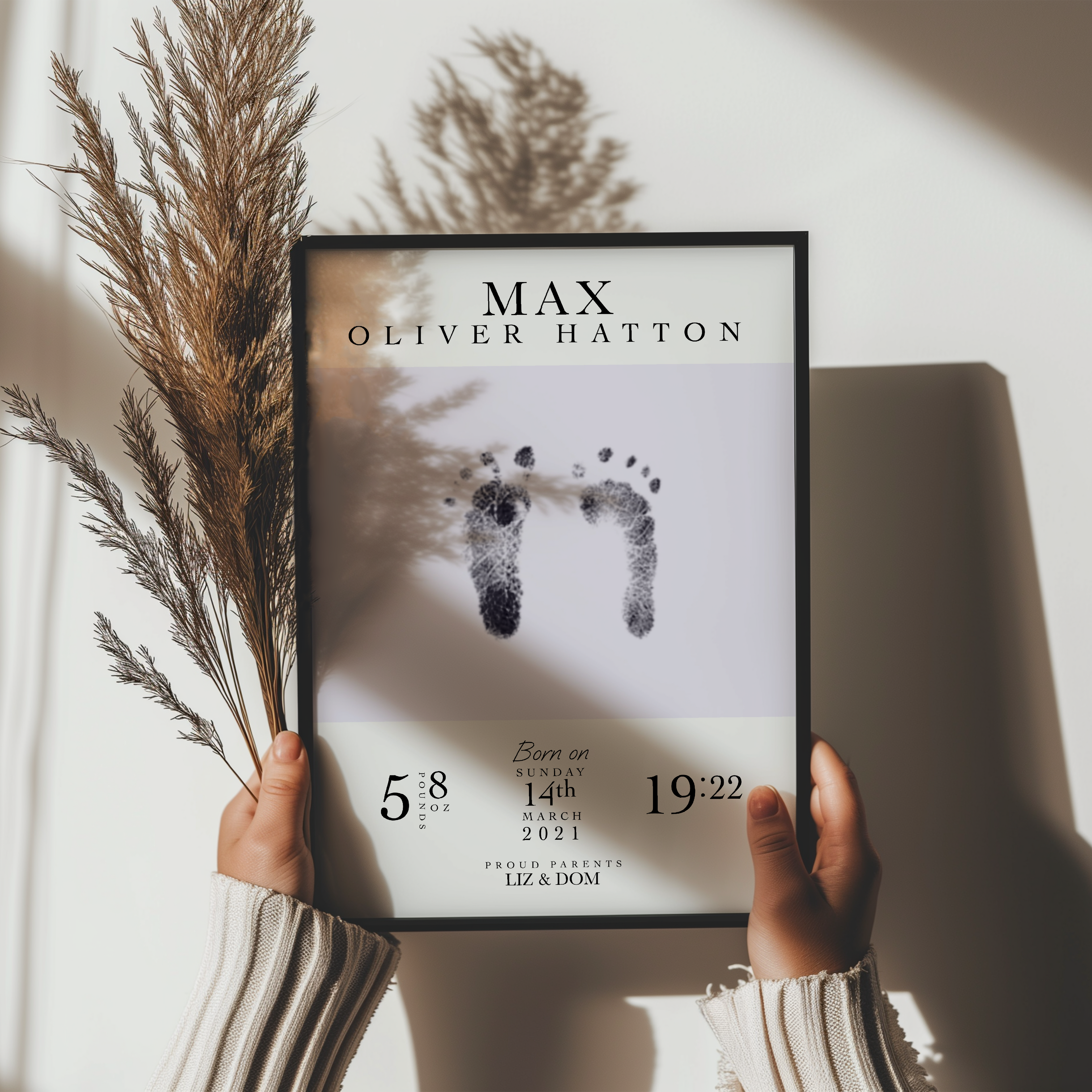 Personalised Baby Footprints & Birth Details Print – DIY Gift